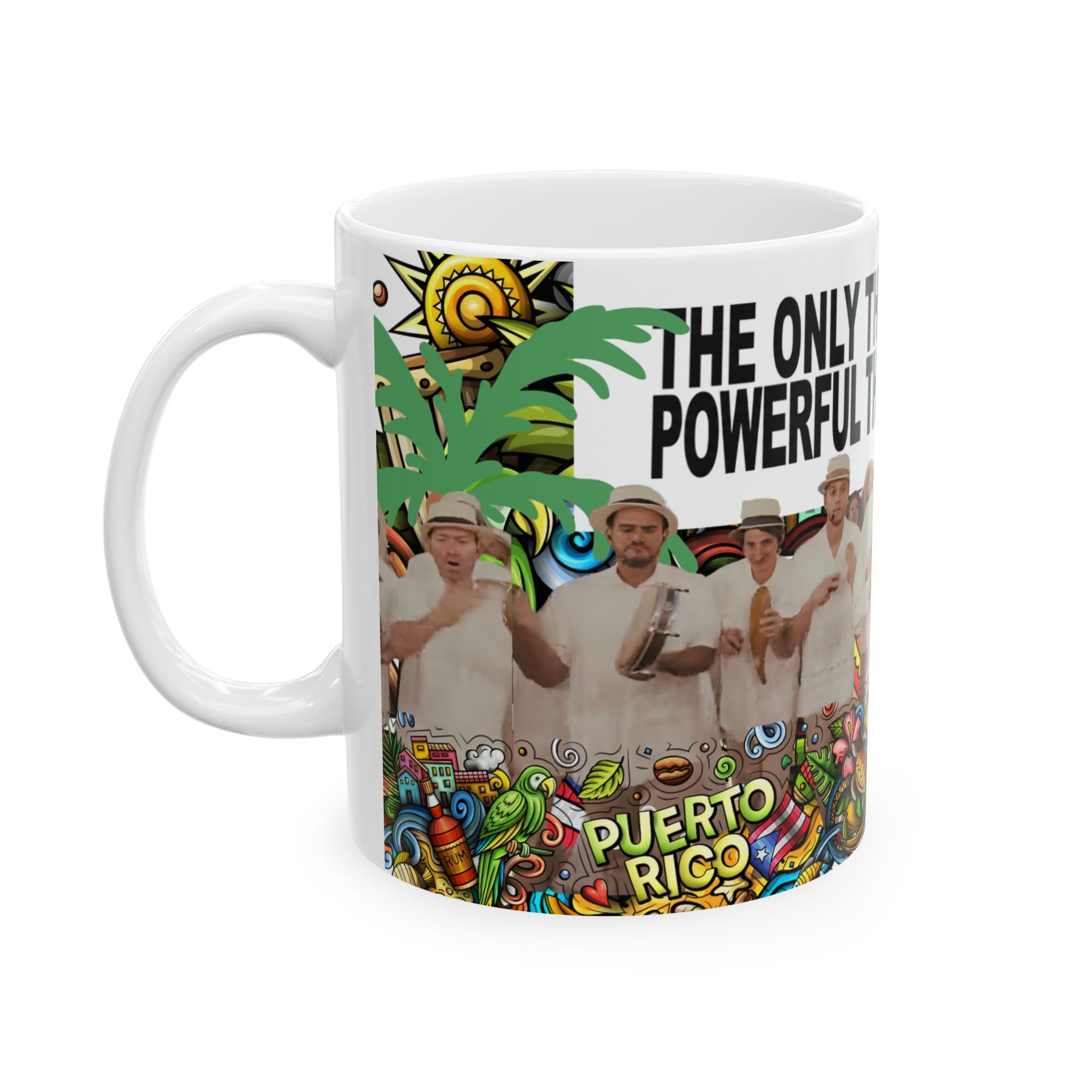 Inspirational Ceramic Mug — “The Only Thing More Powerful Than Hate Is Love” with Colorful Illustrations - Creations by Chris and Carlos