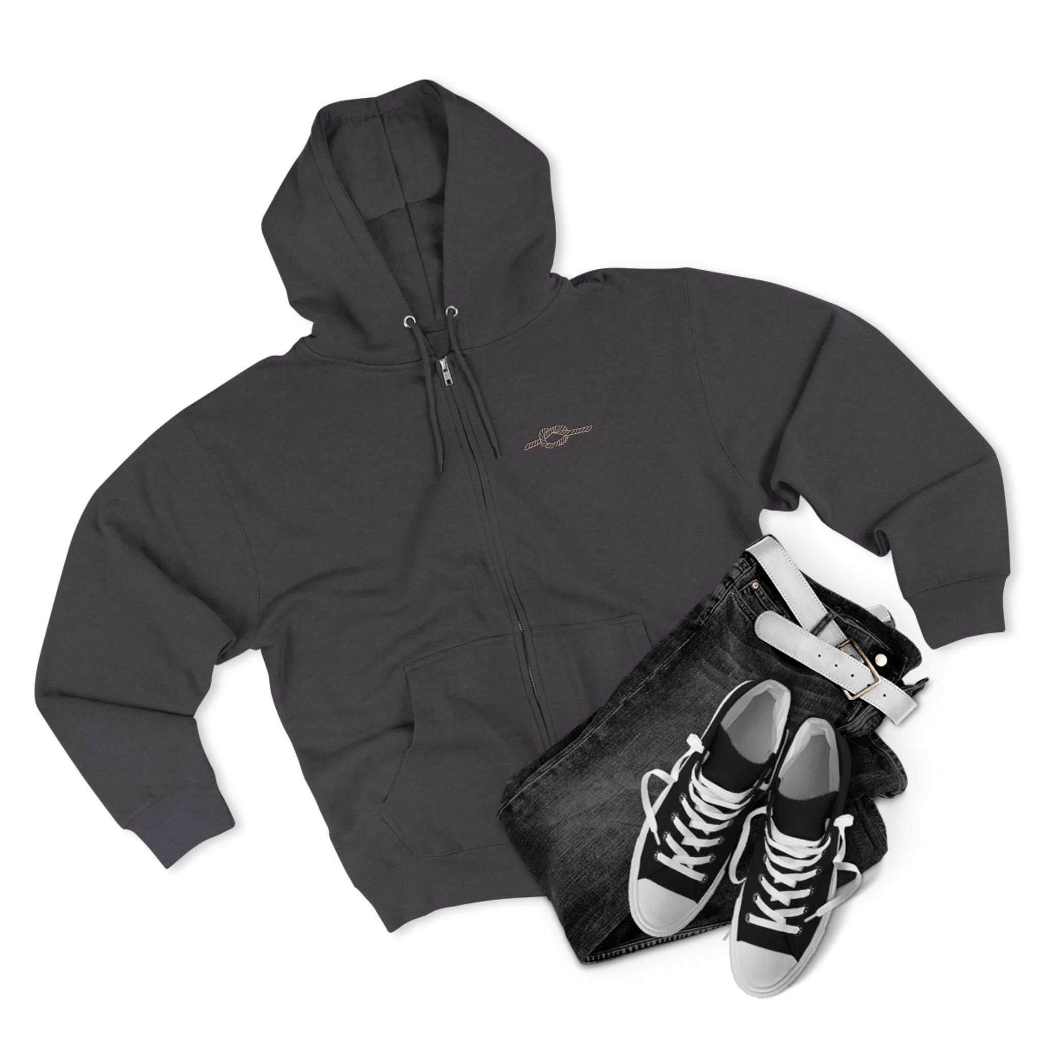 Y KNOT U Rope Knot Anchor Zip Hoodie — Nautical Graphic Unisex Zip-Up - Creations by Chris and Carlos