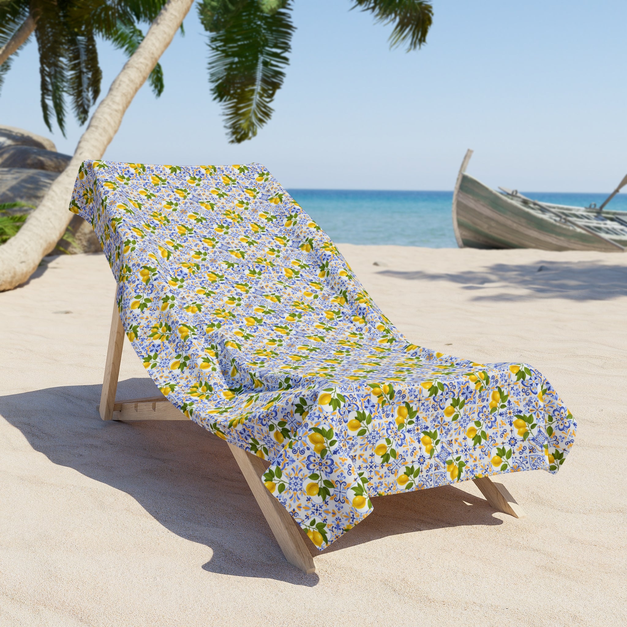 Lemon Daisy Beach Towel – Bright Floral Tropical Print - Creations by Chris and Carlos