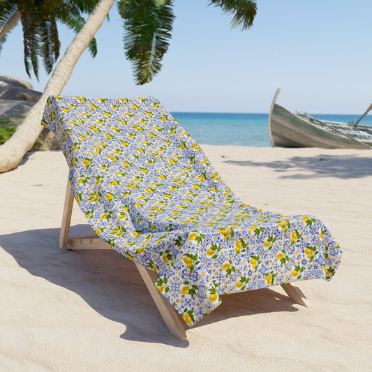 Lemon Daisy Beach Towel – Bright Floral Tropical Print - Creations by Chris and Carlos