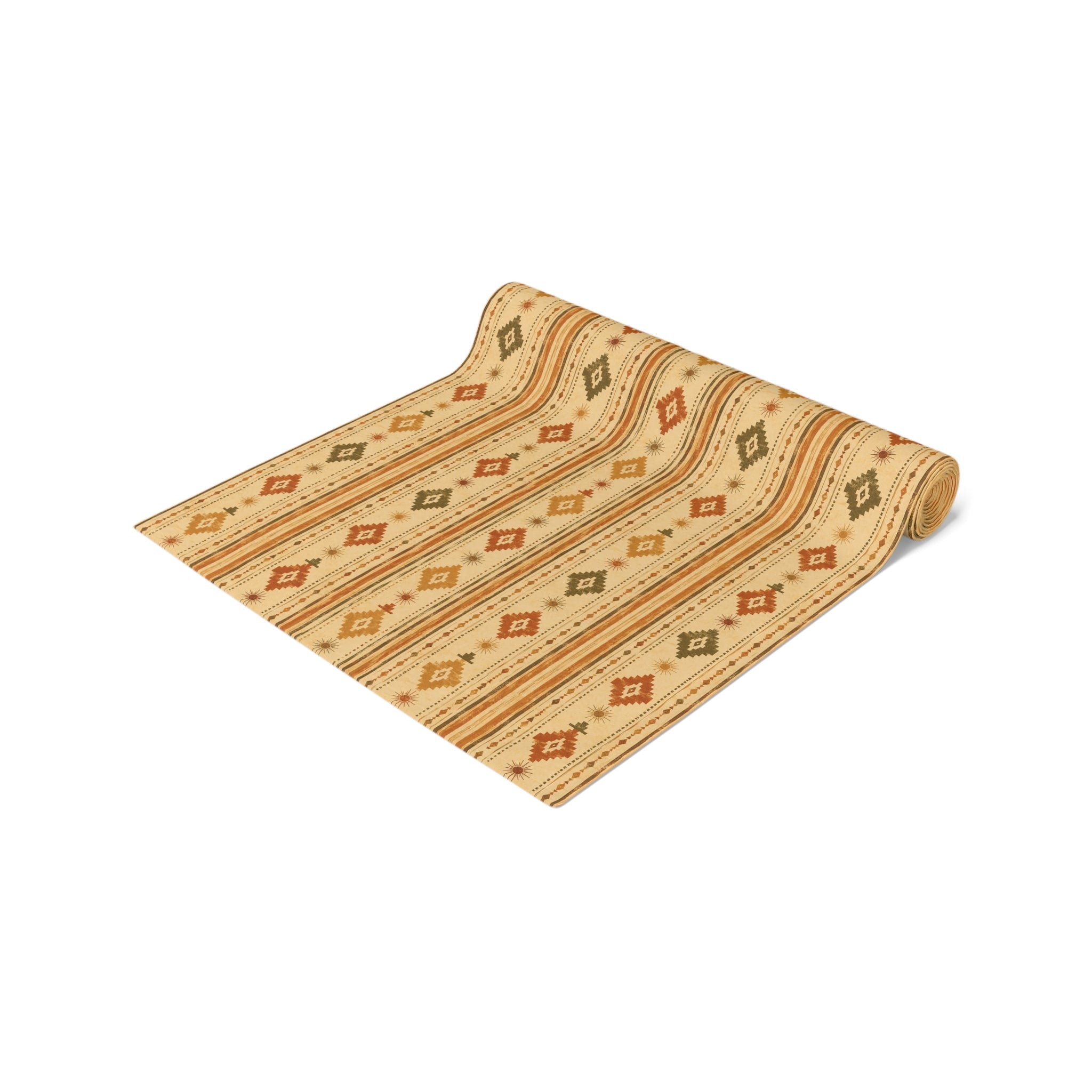 Southwestern Stripe Table Runner — Rustic Aztec Cotton-Poly Accent - Creations by Chris and Carlos