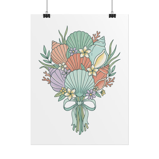 Seashell Bouquet Poster — Pastel Coastal Wall Art - Creations by Chris and Carlos