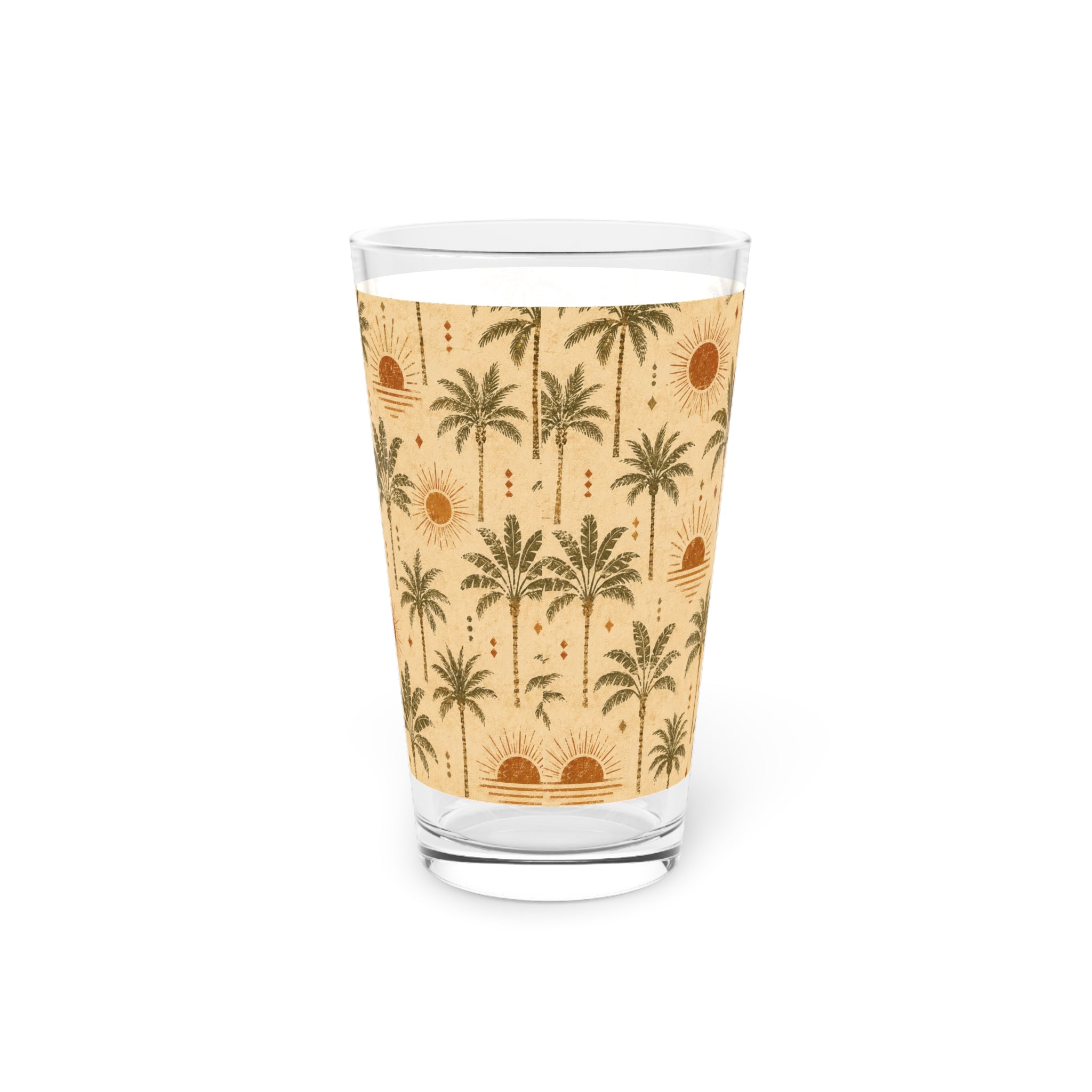Palm Sunset Pint Glass — 16oz Tropical Palm Tree Beer Glass - Creations by Chris and Carlos