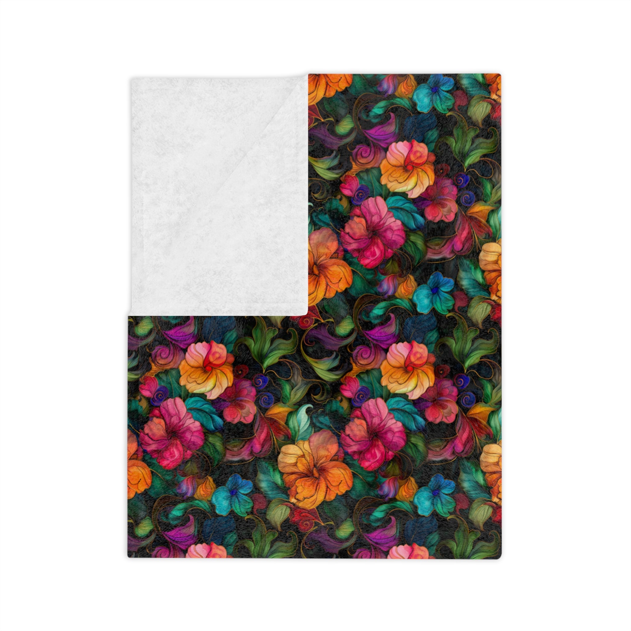 Sol y Alegría (Sun and Joy) Collection-Floral Velvet Microfiber Blanket Colorful Tropical Bloom Throw - Creations by Chris and Carlos