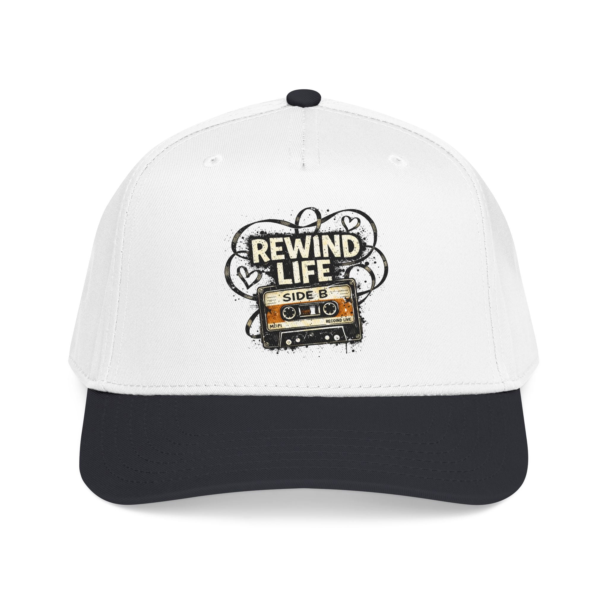 Rewind Life Cassette Cap — Retro Music Mid-Profile Baseball Hat - Creations by Chris and Carlos