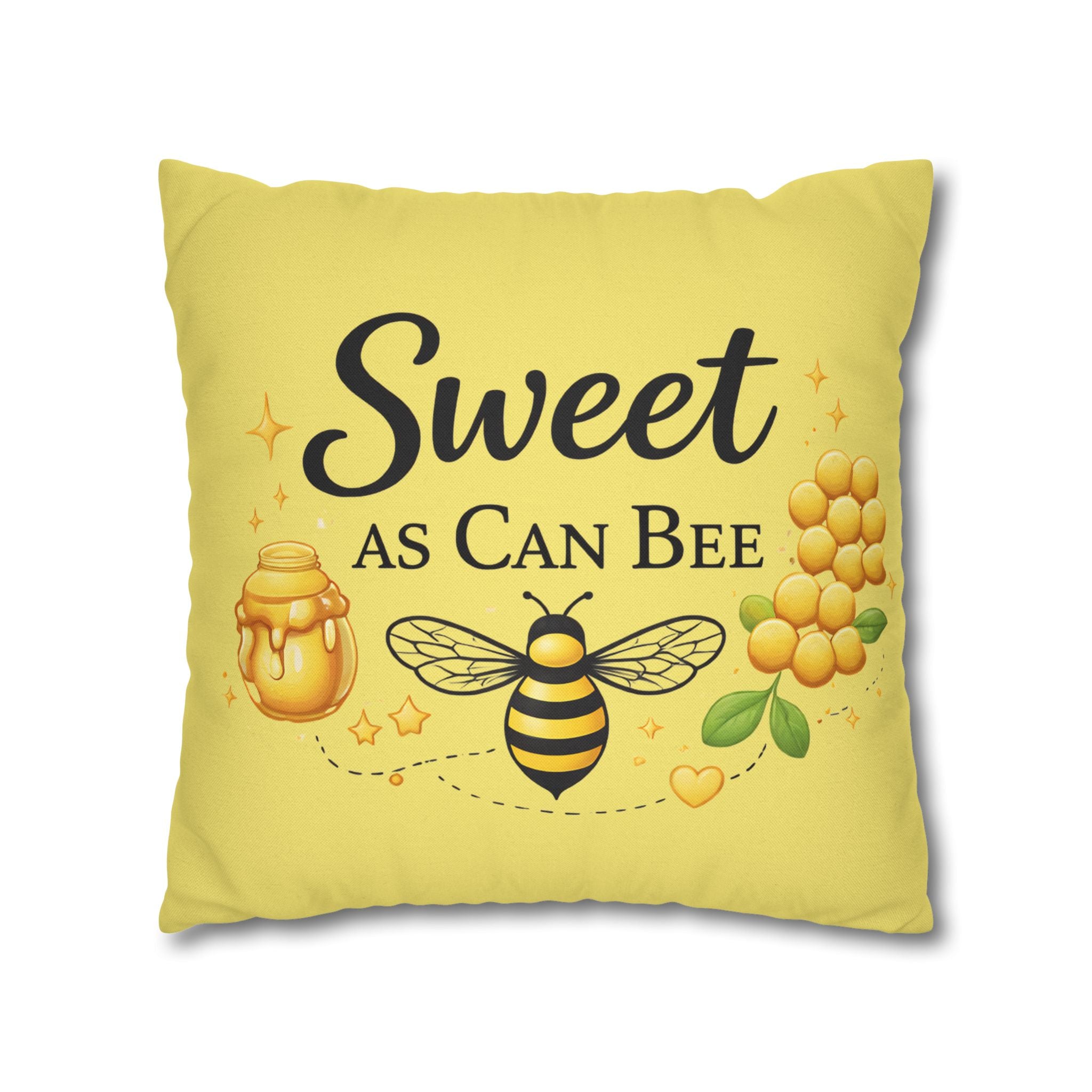 Honey Bee Decorative Pillowcase – Yellow Floral Bee Accent Cushion Cover - Creations by Chris and Carlos