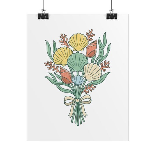 Seashell Bouquet Poster — Coastal Floral Wall Art Print - Creations by Chris and Carlos