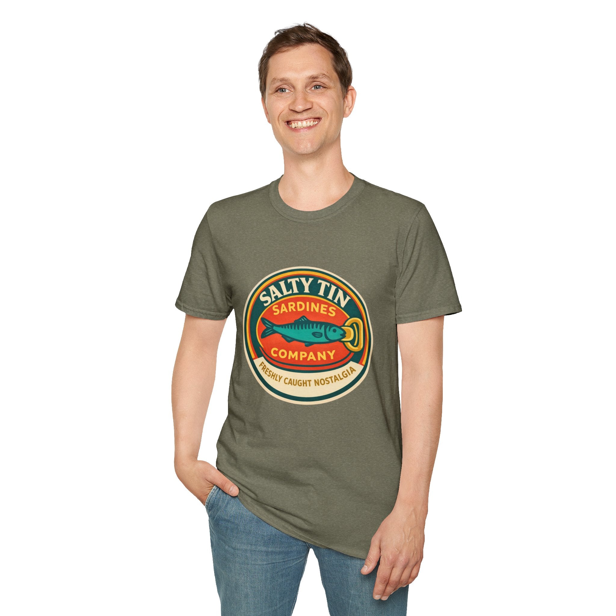 Salty Tin Sardines Vintage Logo T-Shirt - Creations by Chris and Carlos