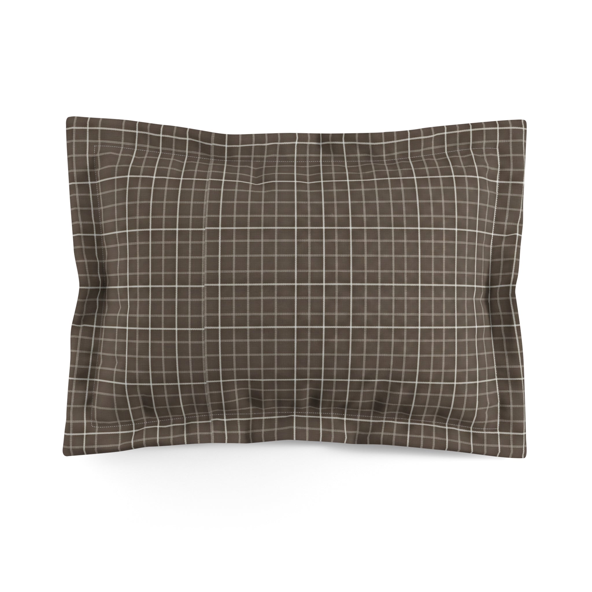 Brown Plaid Pillow Sham — Microfiber Checkered Decorative Pillowcase - Creations by Chris and Carlos
