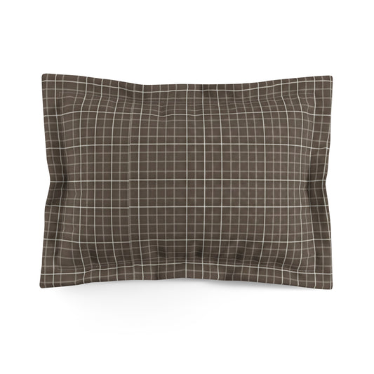 Brown Plaid Pillow Sham — Microfiber Checkered Decorative Pillowcase - Creations by Chris and Carlos