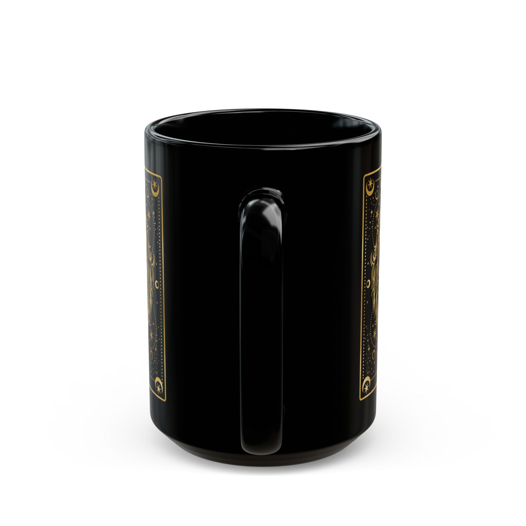 Leo Zodiac Black Mug — Gold Lion Astrology Coffee Cup (11oz/15oz) - Creations by Chris and Carlos