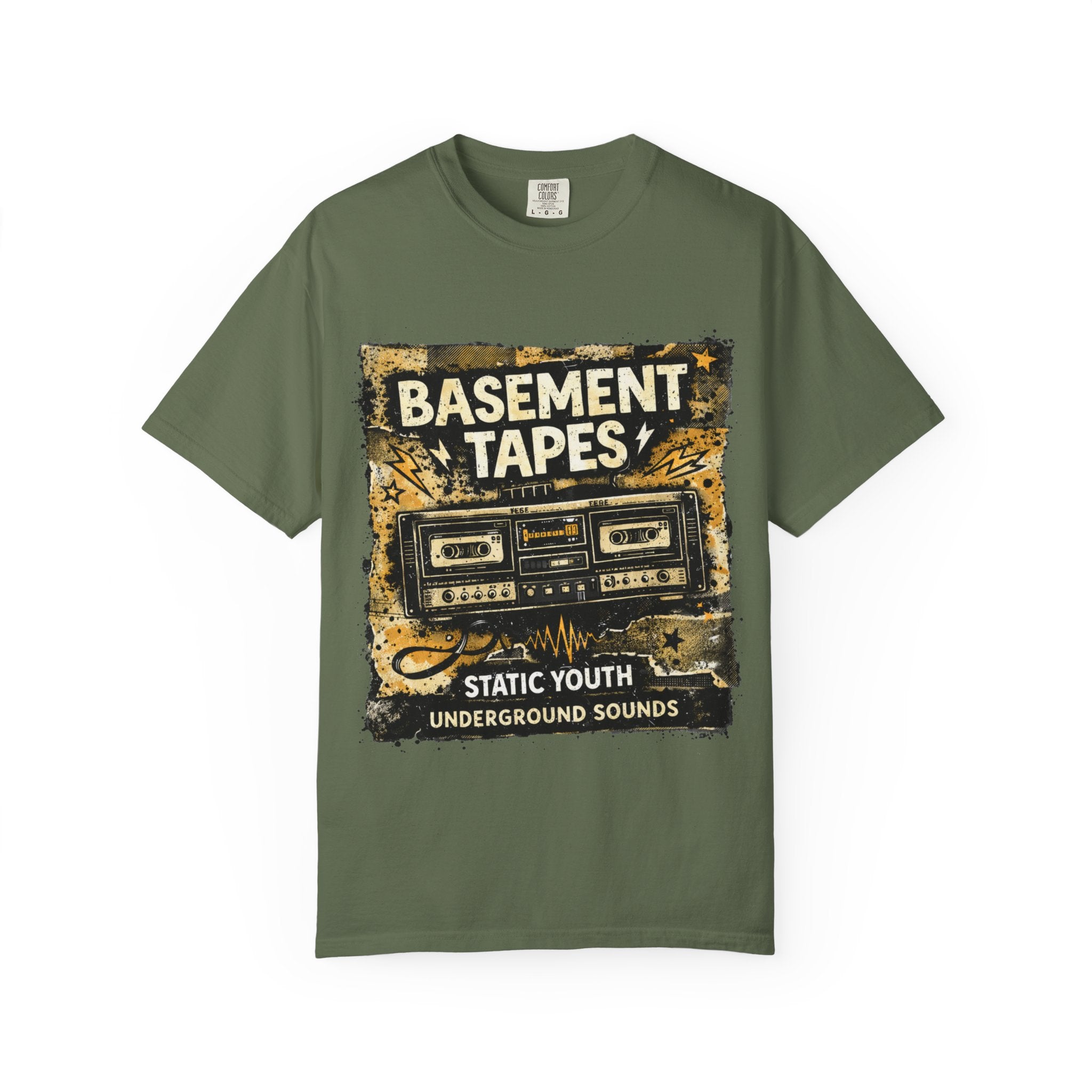 Basement Tapes Cassette Tee — Retro 'Static Youth' Underground Music T-Shirt - Creations by Chris and Carlos