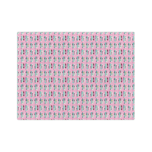 The Sugar Shack- Pink Retro Camper Velveteen Microfiber Blanket Cute Travel Van Pattern Throw - Creations by Chris and Carlos
