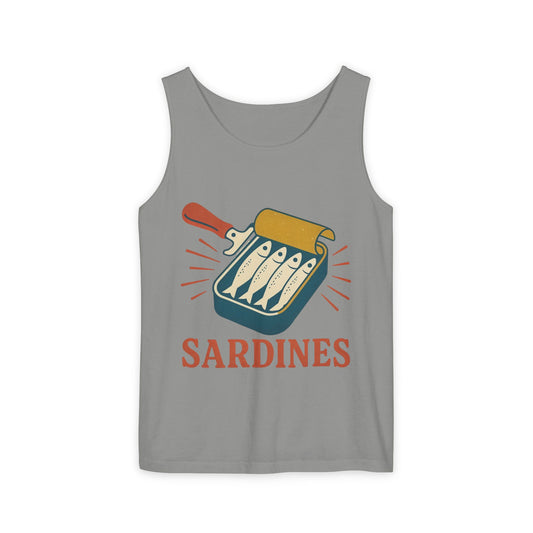 Sardines Graphic Tank Top — Retro Canned Fish Illustration - Creations by Chris and Carlos