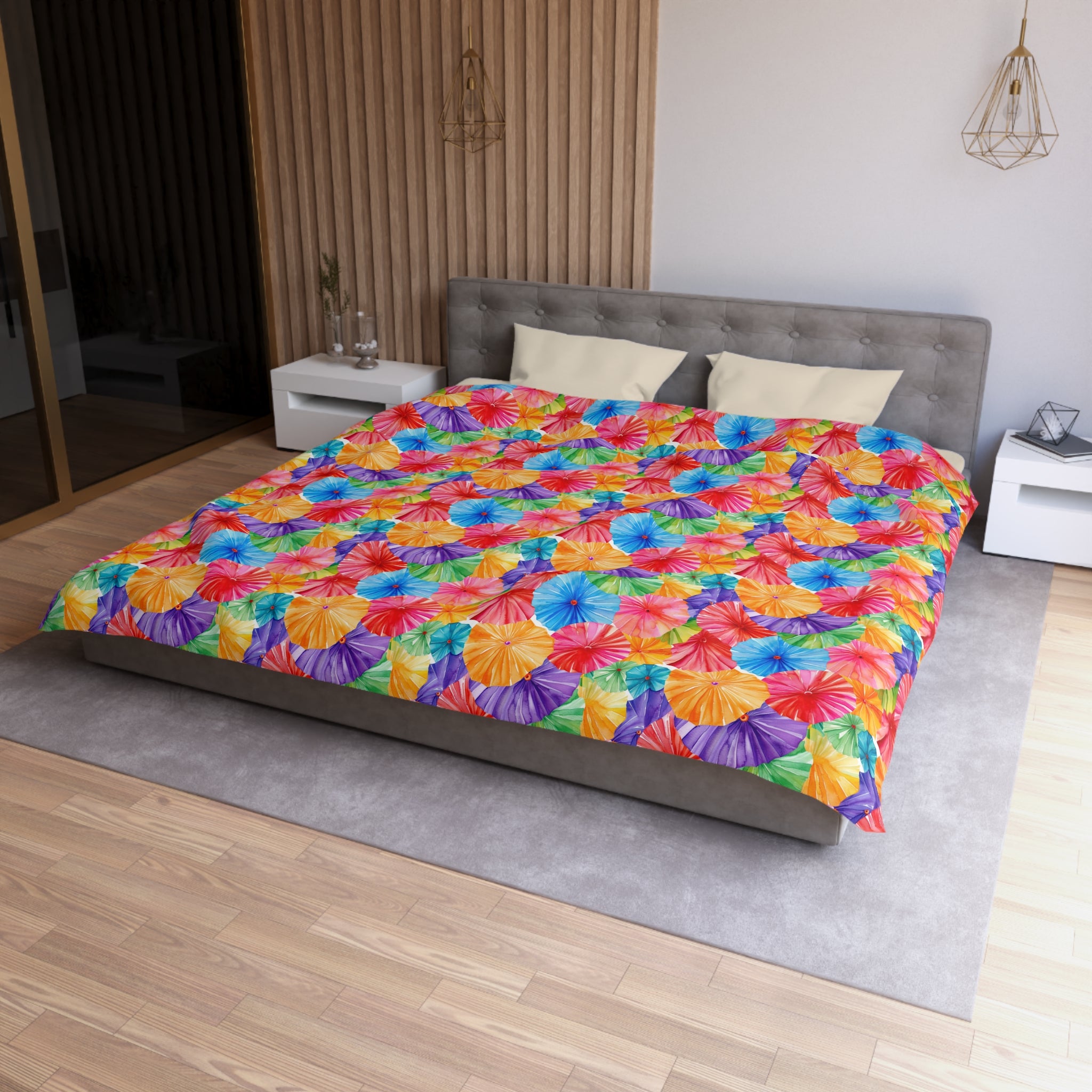 Sol y Alegría (Sun and Joy) Collection- Tie-Dye Floral Duvet Cover — Vibrant Rainbow Microfiber Bedding - Creations by Chris and Carlos