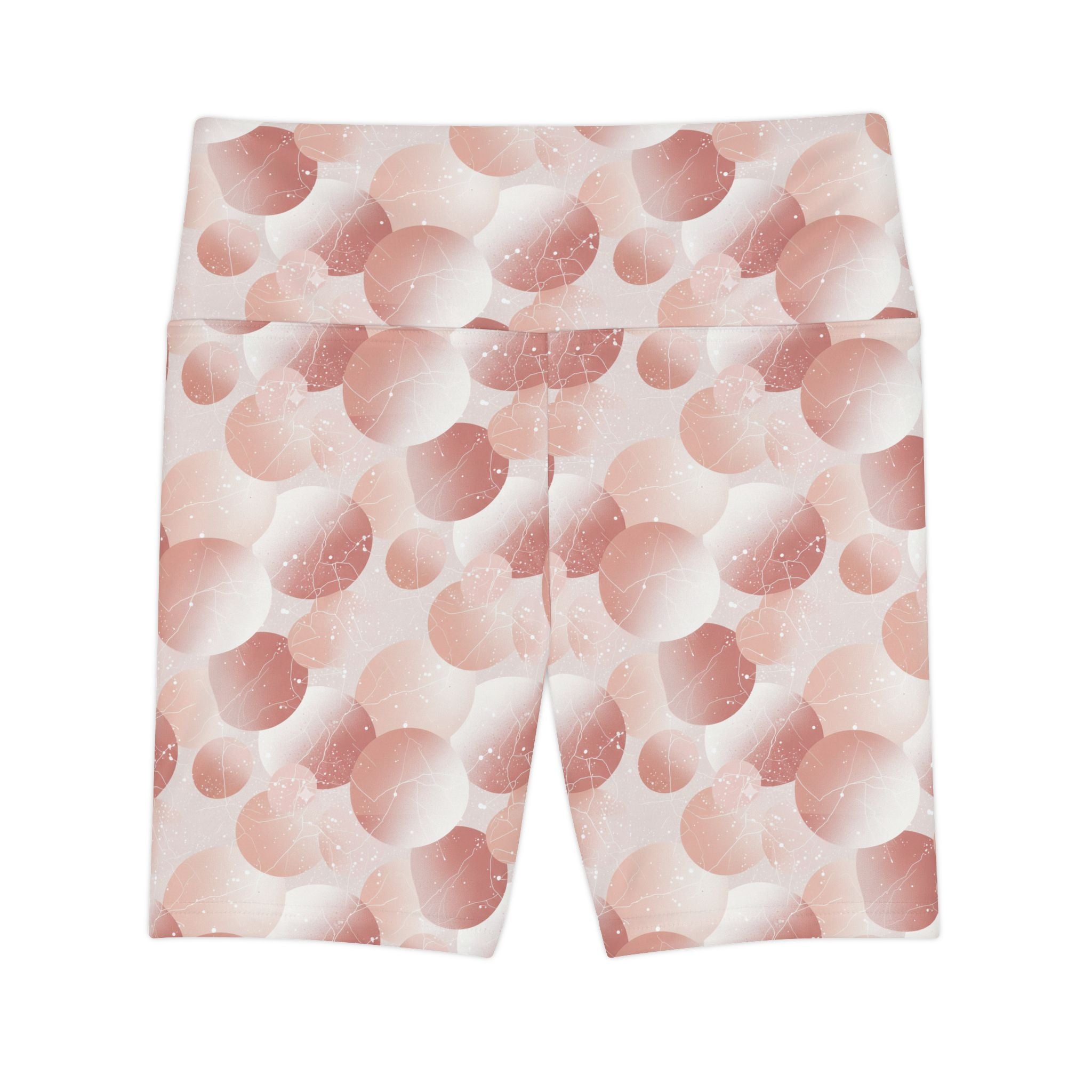 Pink Bubble Print Women's Workout Shorts — High-Waist Activewear Bike Shorts - Creations by Chris and Carlos