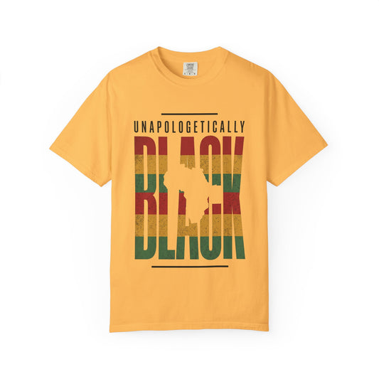 Unapologetically Black T-Shirt — Retro Pan-African Stripes - Creations by Chris and Carlos