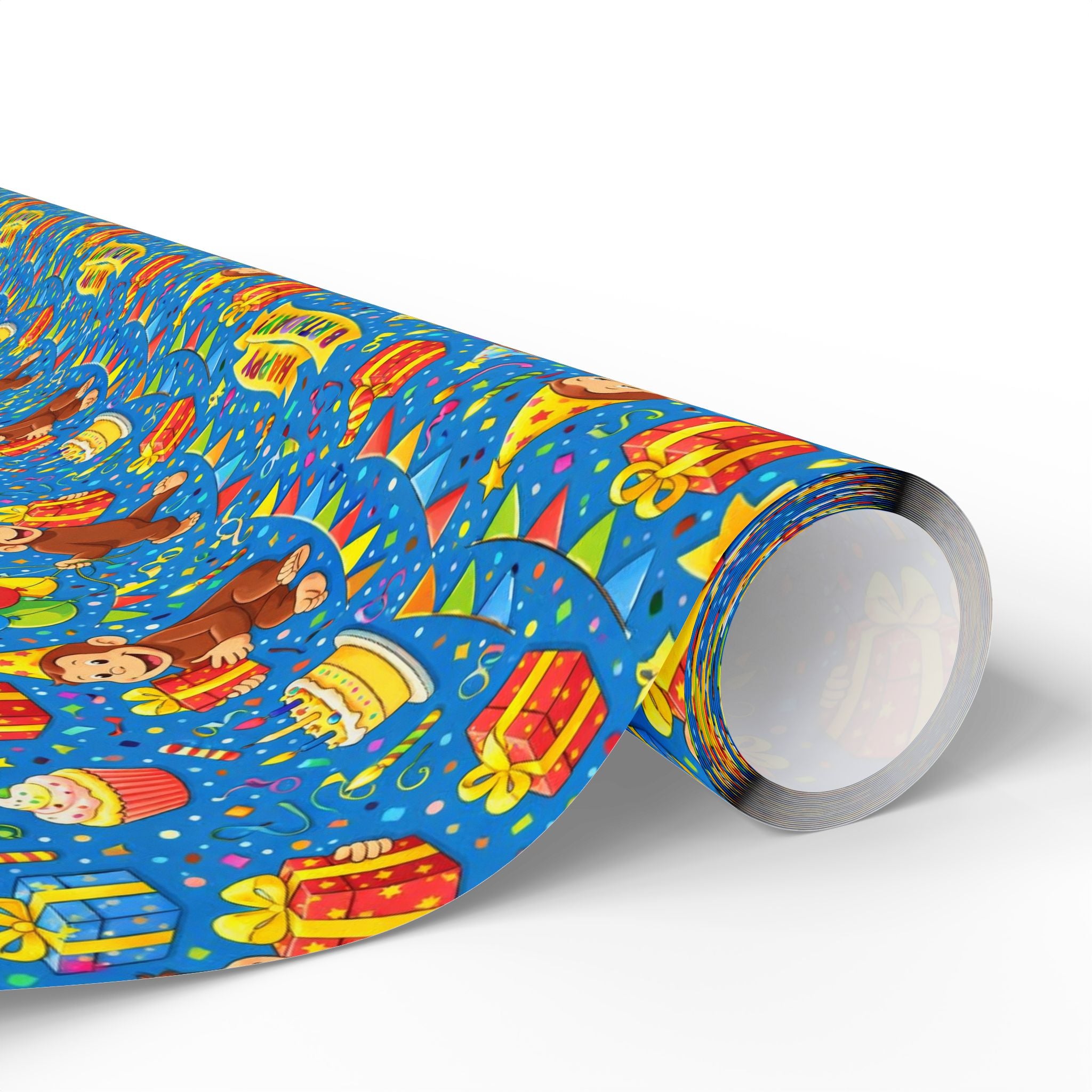 Wrapping Paper Roll — Colorful Birthday Presents & Party Curious George Animals Gift Wrap - Creations by Chris and Carlos