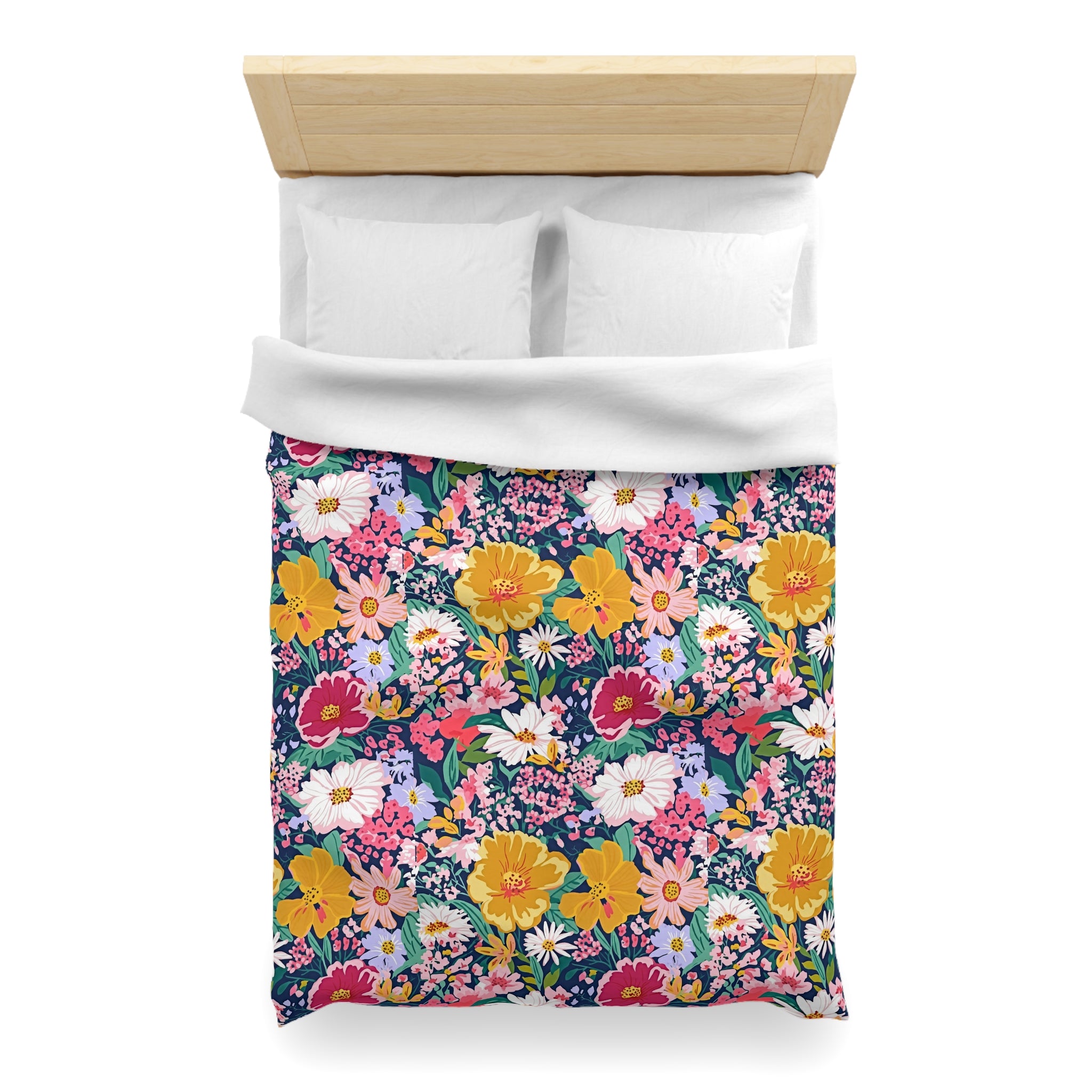 The Artisanal Flora Gallery Floral Duvet Cover — Bright Garden Bloom Microfiber Bedding - Creations by Chris and Carlos