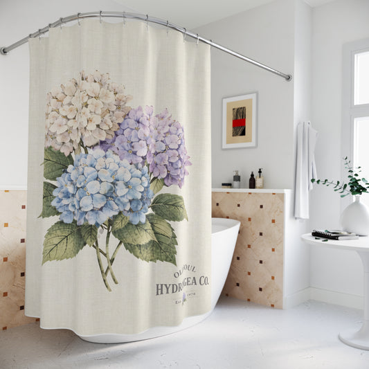 Hydrangea Bloom Shower Curtain – Vintage Botanical Floral Bathroom Decor - Creations by Chris and Carlos