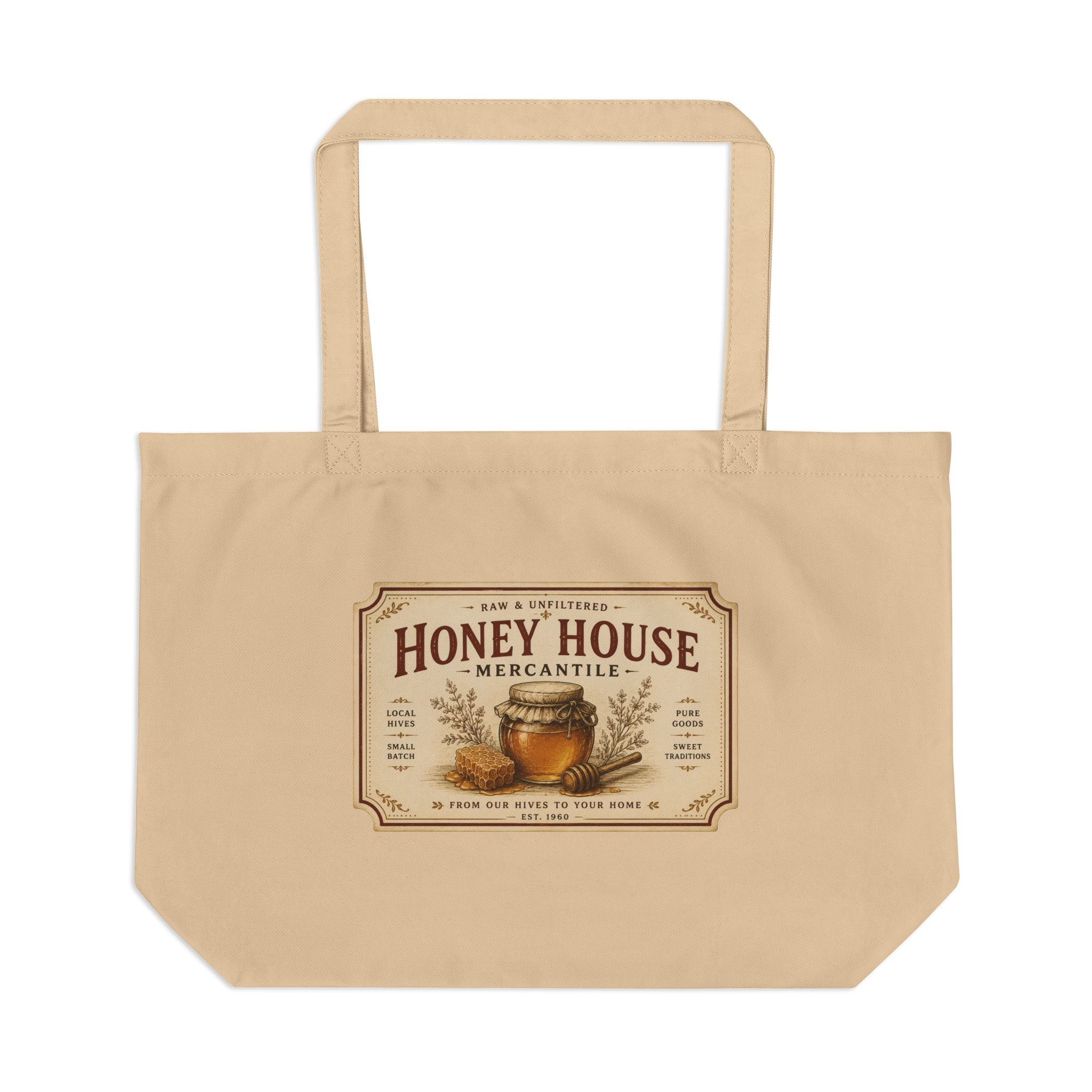 Honey House Mercantile Eco Tote — Vintage Honey Jar Market Tote - Creations by Chris and Carlos