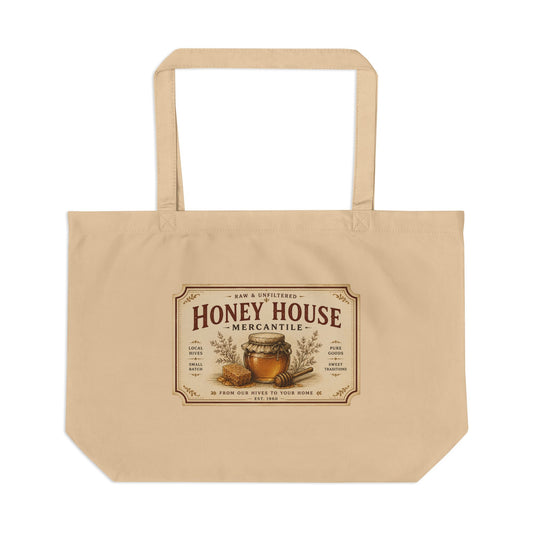 Honey House Mercantile Eco Tote — Vintage Honey Jar Market Tote - Creations by Chris and Carlos