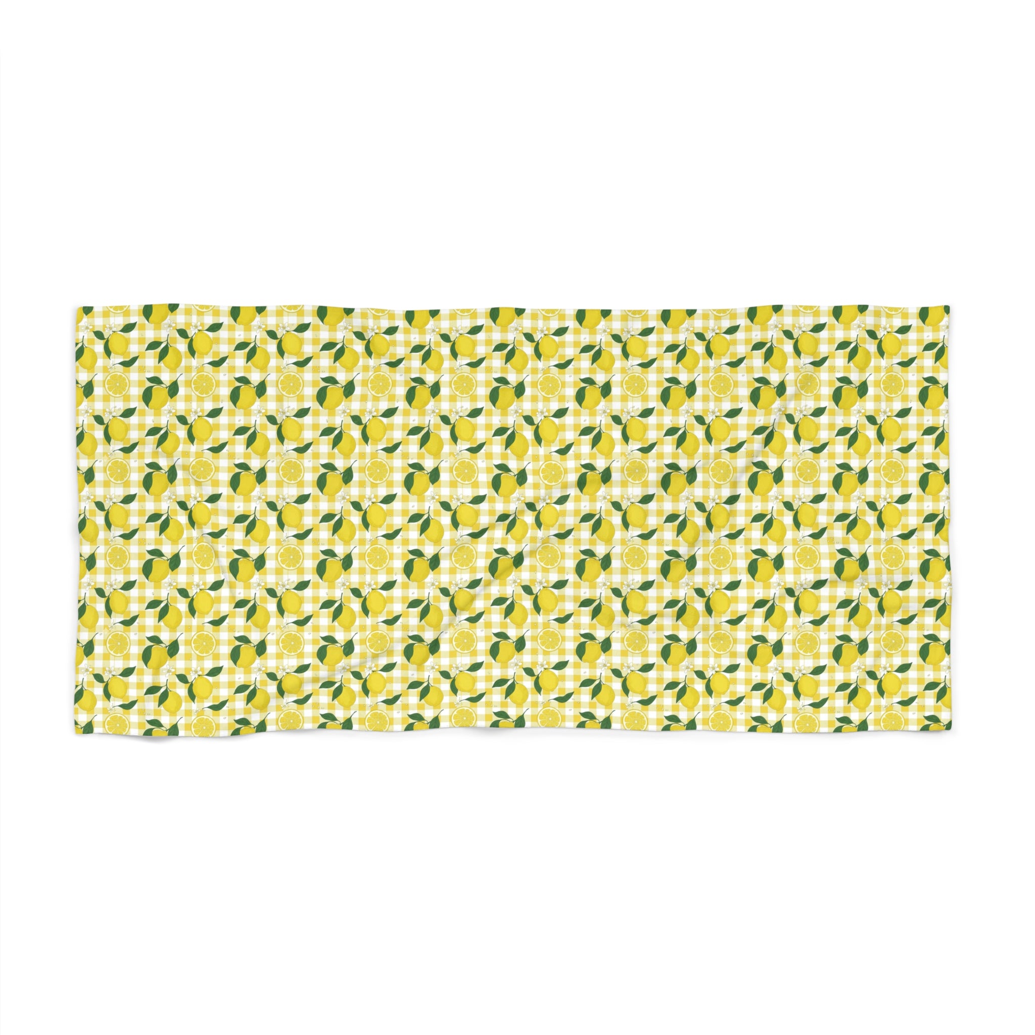 Lemon Grove Beach Towel - Bright Citrus Pattern, Summer Pool & Beach Towel - Creations by Chris and Carlos