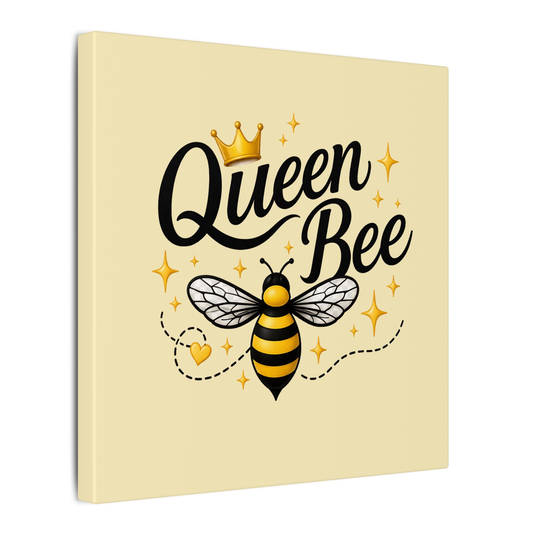 Queen Bee Canvas Wall Art — Yellow Bee Crown Typography Print - Creations by Chris and Carlos