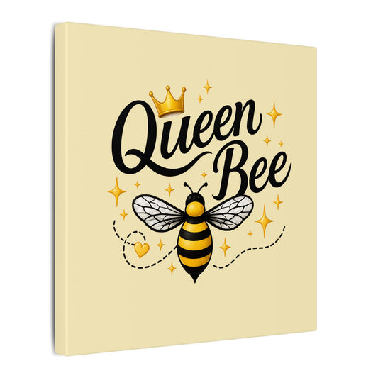 Queen Bee Canvas Wall Art — Yellow Bee Crown Typography Print - Creations by Chris and Carlos