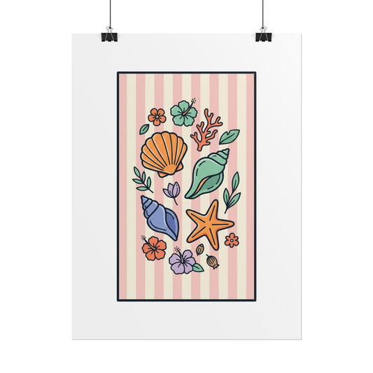 Coastal Shells Poster — Pastel Seashell Wall Art (Rolled Poster) - Creations by Chris and Carlos