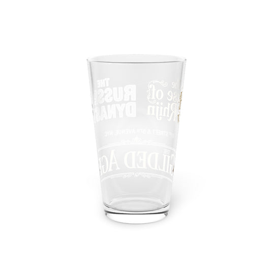 16oz Pint Glass — Vintage 'House of van Rhijn' Gilded Age Typography Beer Glass - Creations by Chris and Carlos