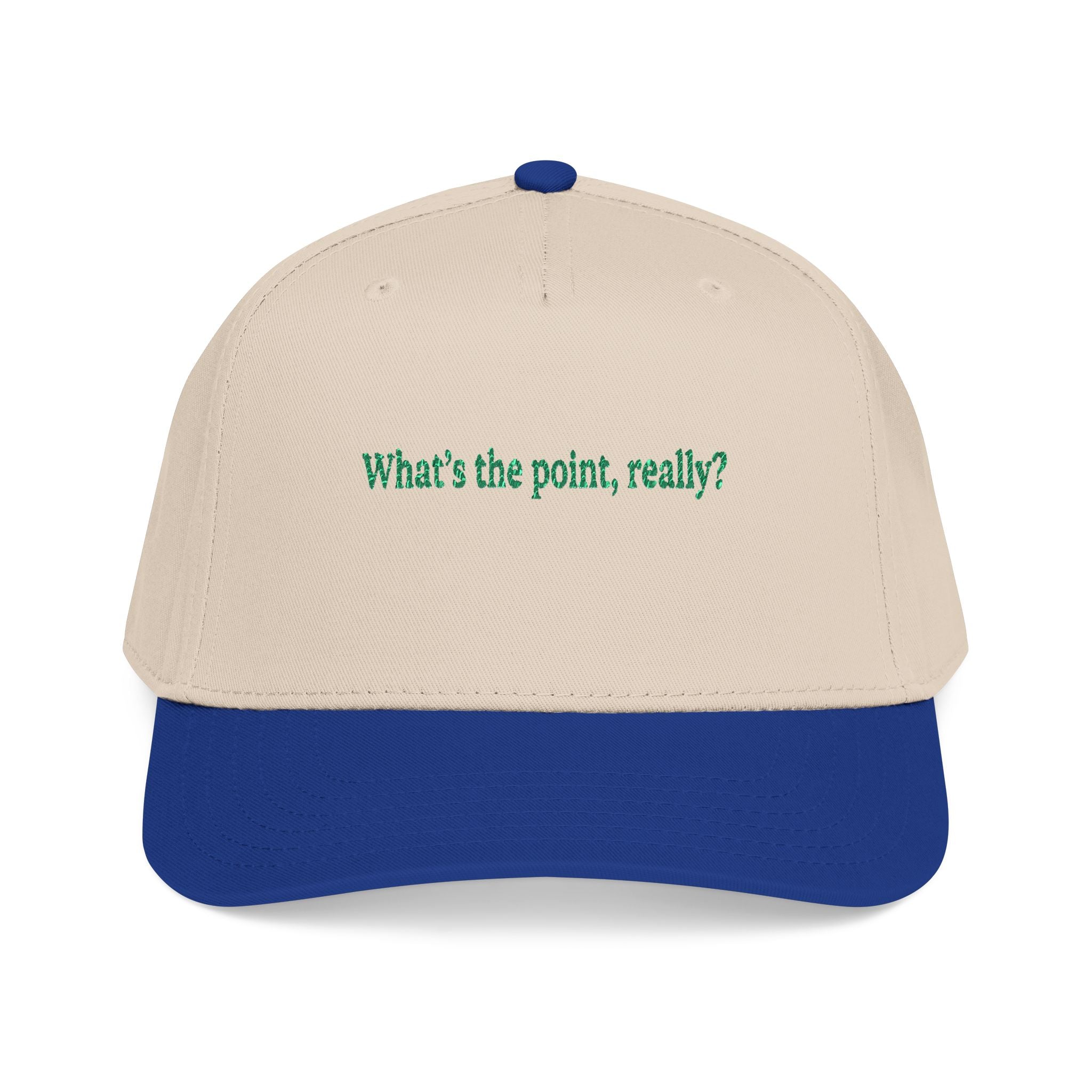 Embroidered 'What's the point, really?' Baseball Cap - Creations by Chris and Carlos