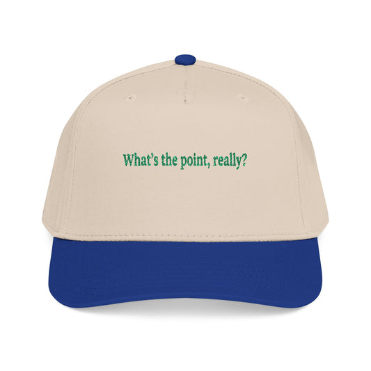 Embroidered 'What's the point, really?' Baseball Cap - Creations by Chris and Carlos