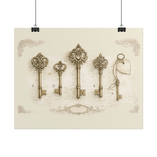 Antique Skeleton Keys Rolled Poster - Creations by Chris and Carlos