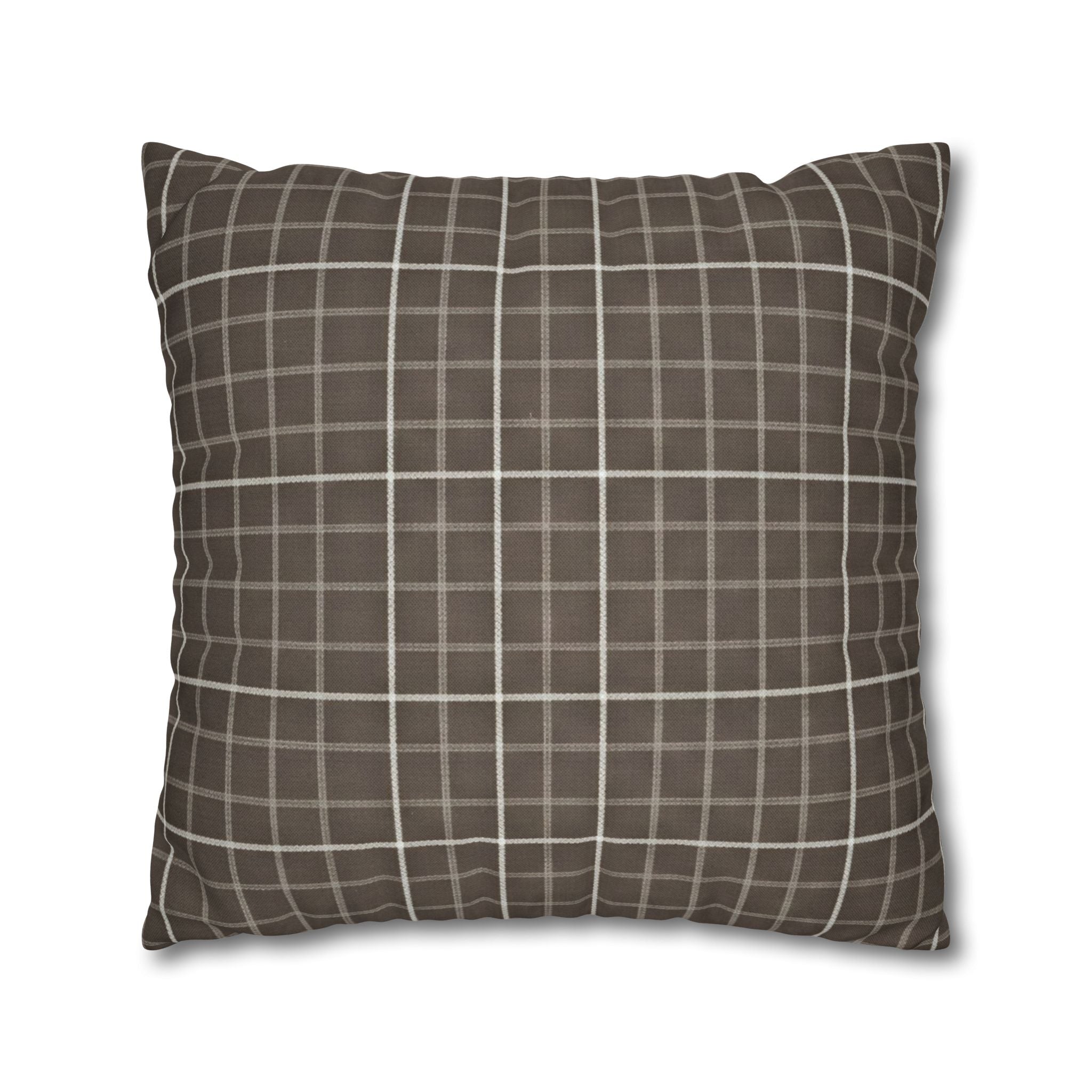Brown Plaid Square Pillowcase — Cozy Farmhouse Throw Pillow Cover - Creations by Chris and Carlos