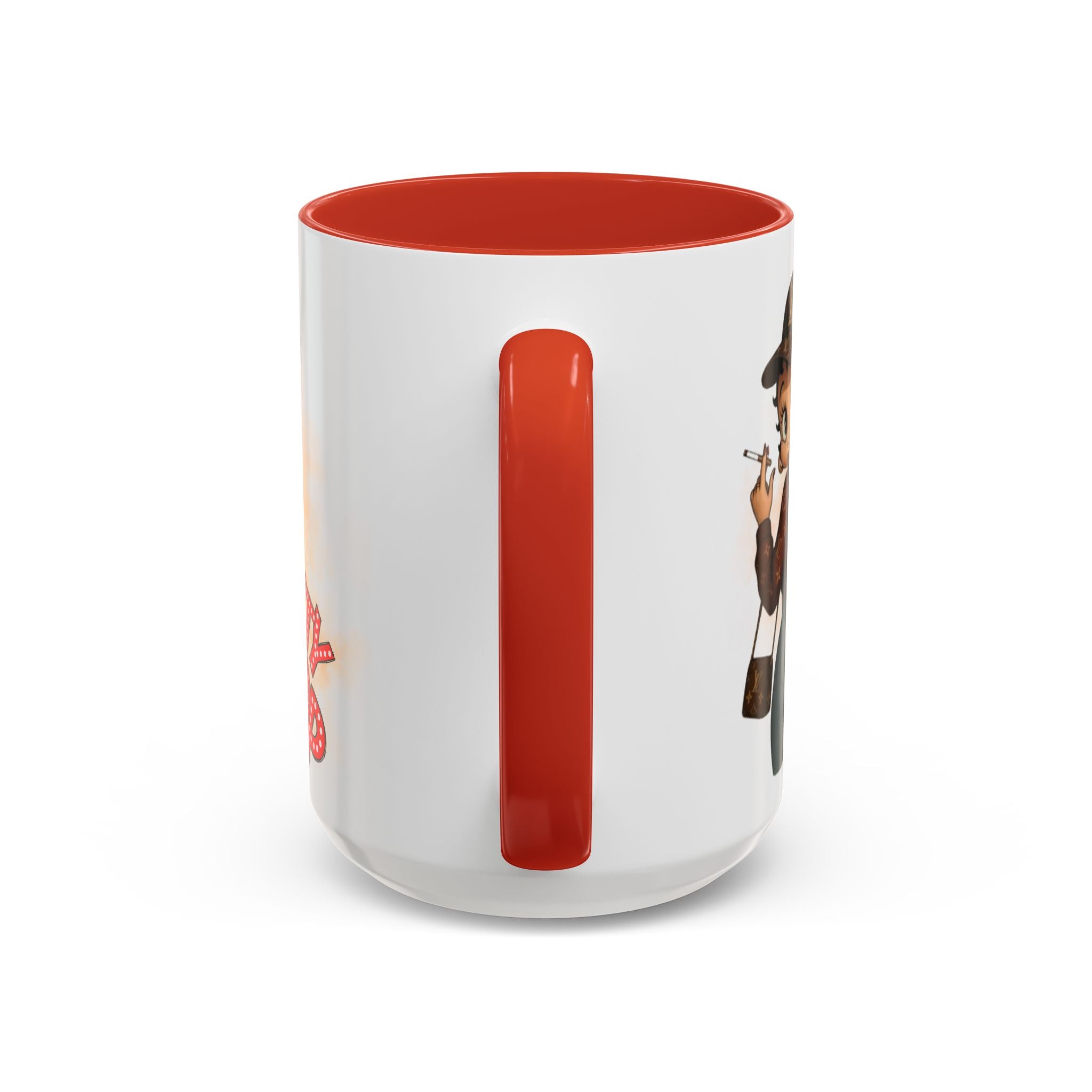 Accent Coffee Mug — Retro Pin-Up Character with 'Betty Boop' Text - Creations by Chris and Carlos