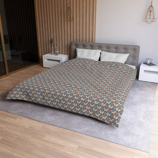 Plumstead Manor Floral Mosaic Microfiber Duvet Cover — Vintage-Inspired Repeating Pattern for Bedroom Décor - Creations by Chris and Carlos