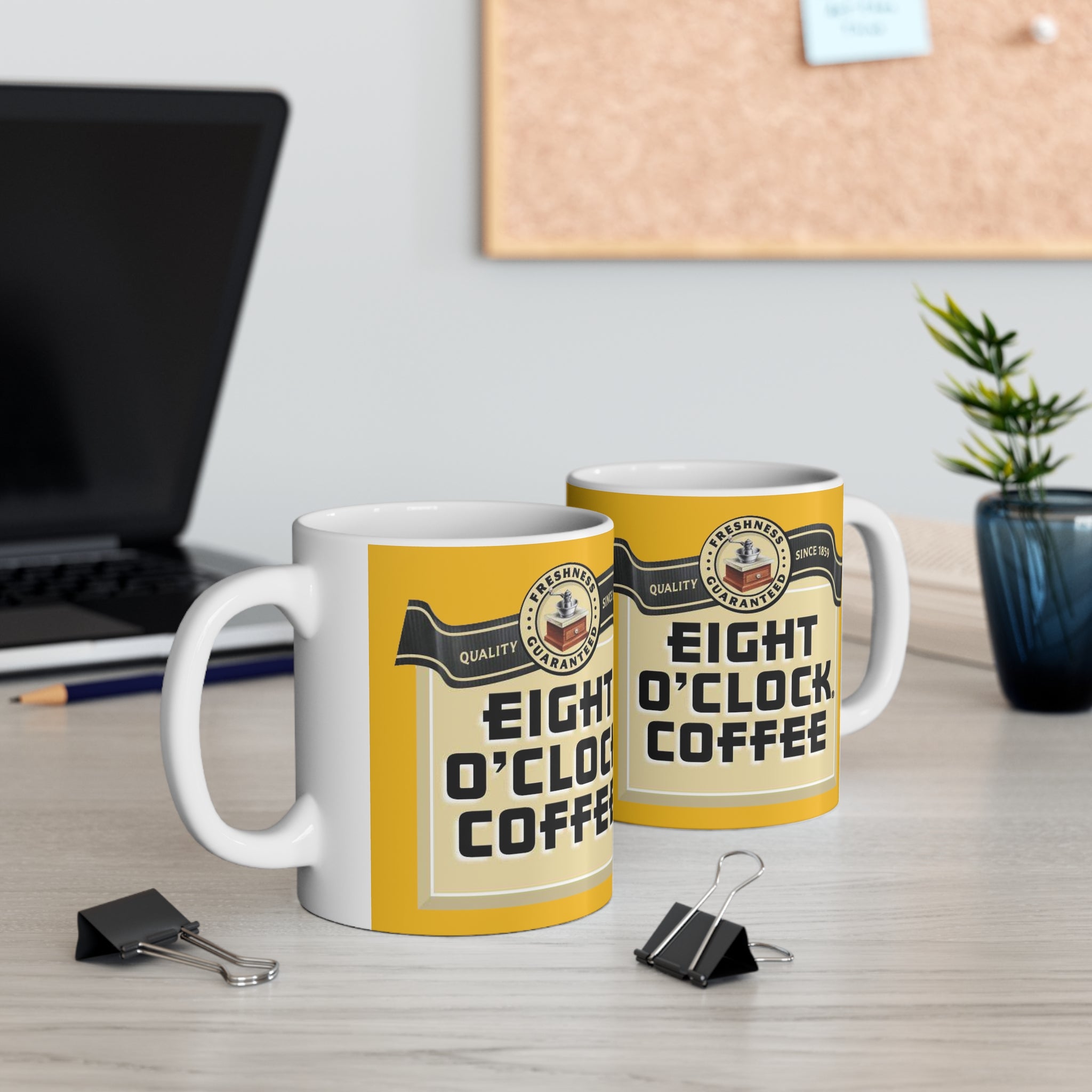 Eight O'Clock Coffee- White Ceramic Mug - Creations by Chris and Carlos