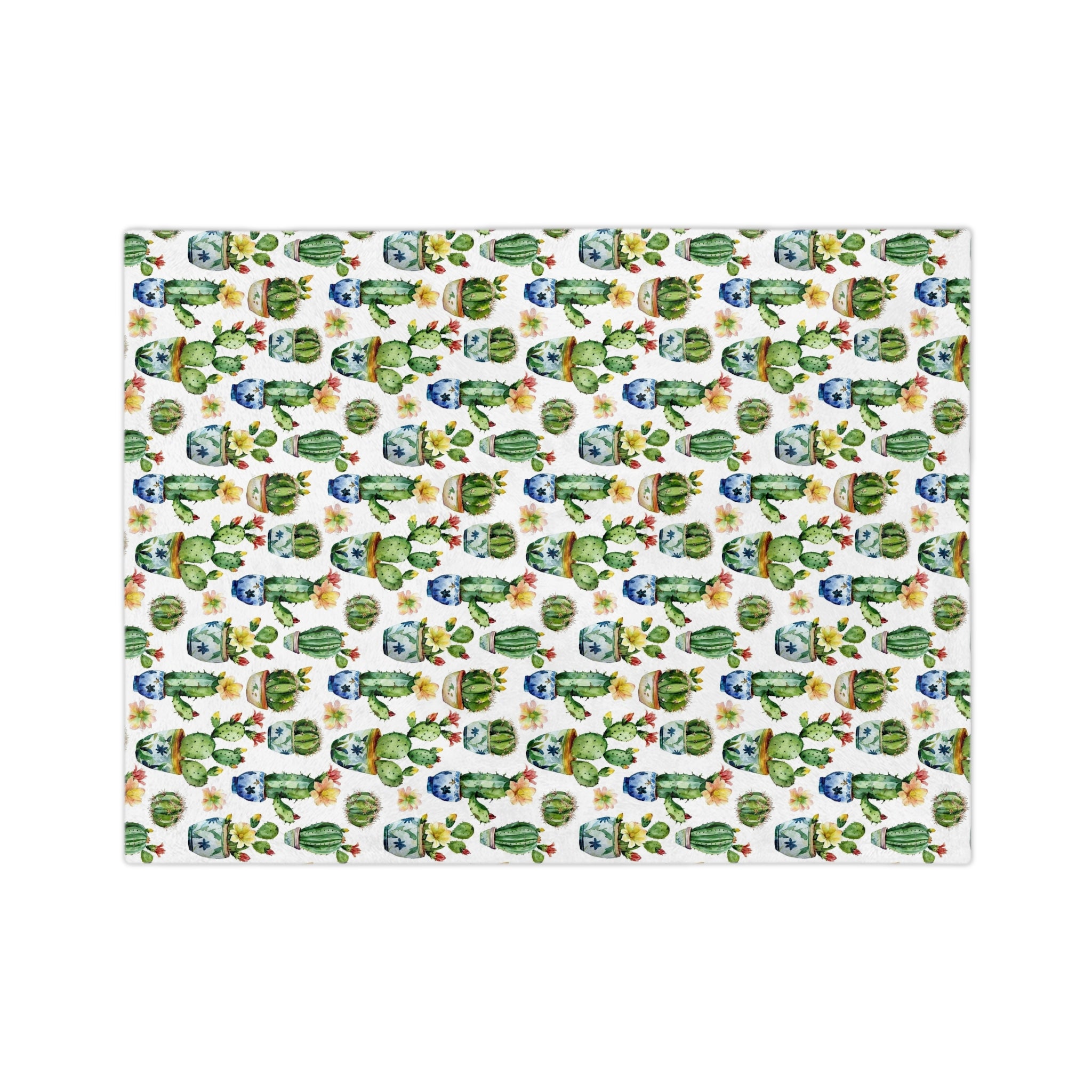 Sol y Alegría (Sun and Joy) Collection- Cactus Succulent Pattern Microfiber Blanket Soft Velveteen Throw for Home & Garden Lovers - Creations by Chris and Carlos