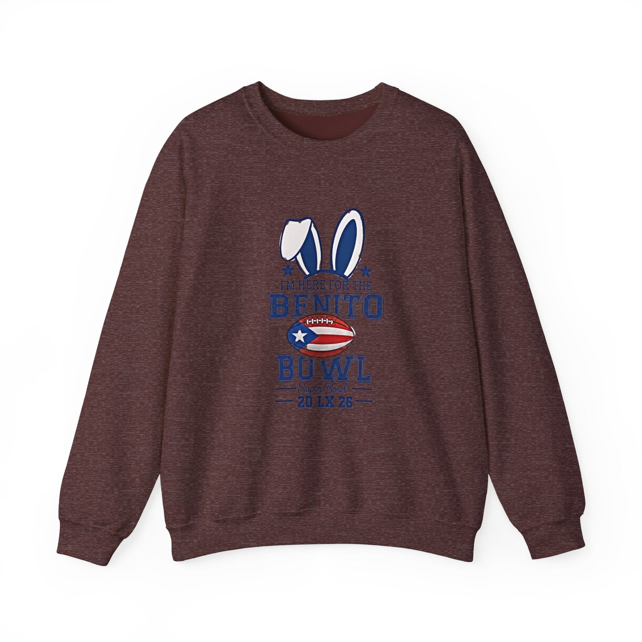 Benito Bowl Crewneck Sweatshirt – Patriotic Football Bunny Design - Creations by Chris and Carlos