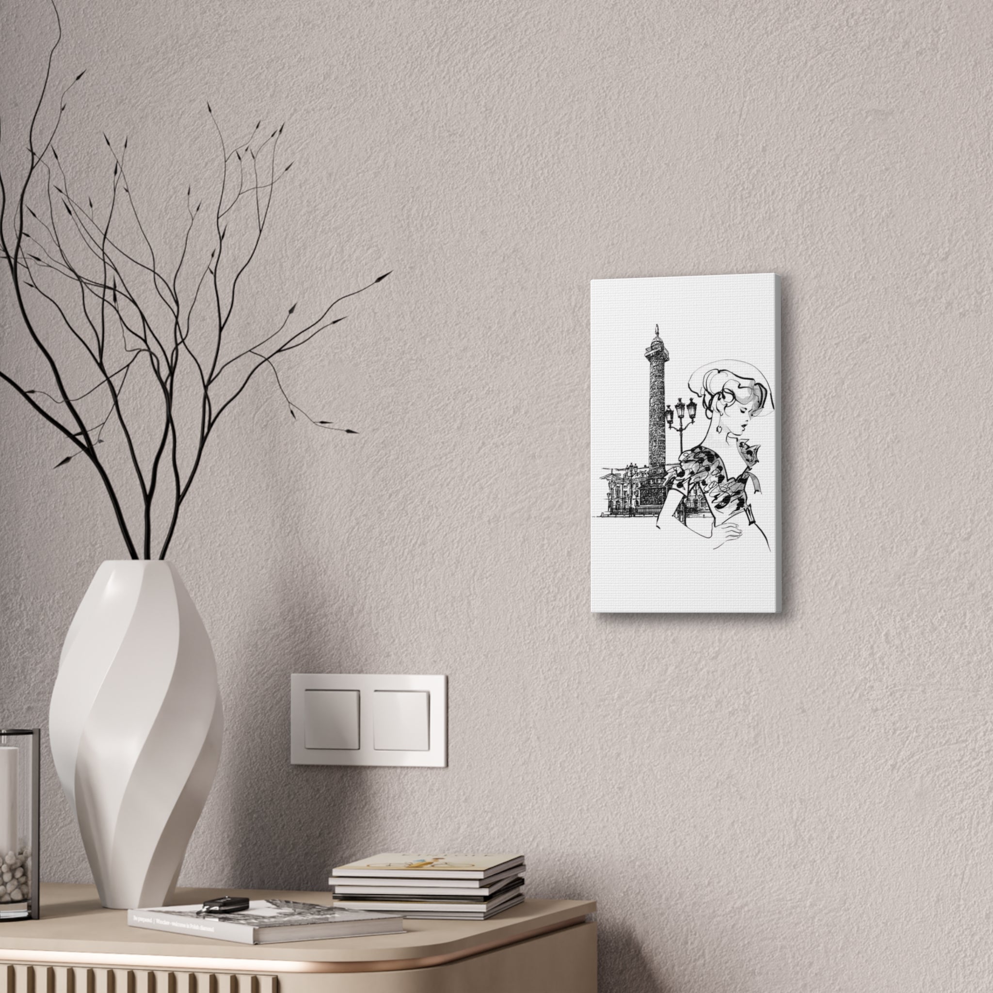 Parisian Fashion Sketch Canvas Stretched Art Print - Creations by Chris and Carlos