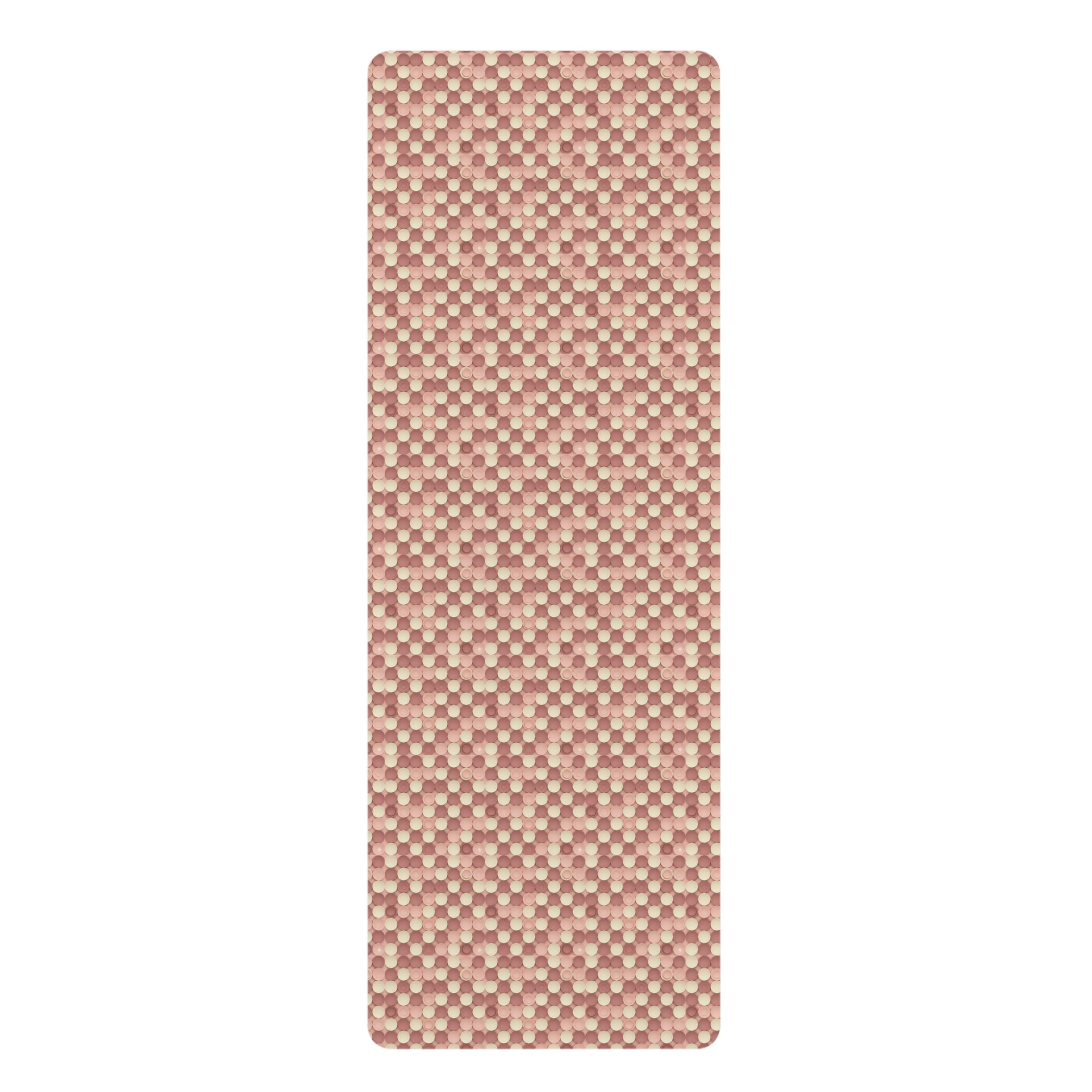 Prism Point Athletic Collection- Non-Slip Rubber Yoga Mat Pink Woven Check Pattern - Creations by Chris and Carlos