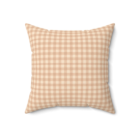 Gingham Faux Suede Square Pillow — Light Blush Check Decorative Throw Pillow - Creations by Chris and Carlos