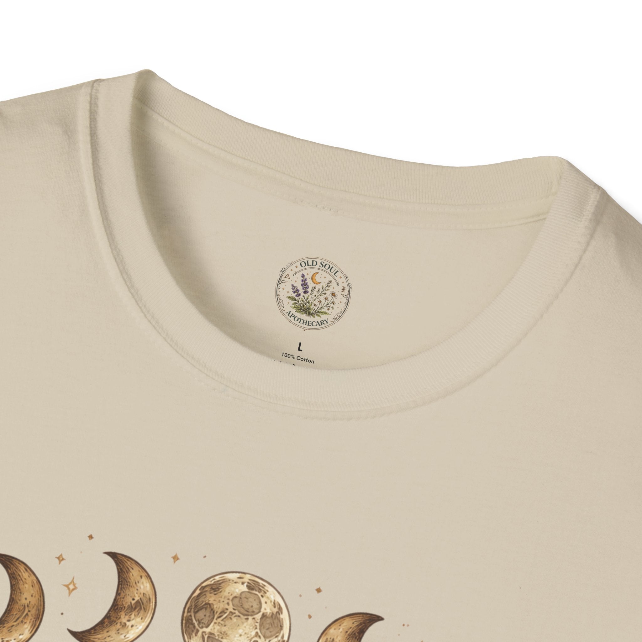 Old Soul Apothecary Botanical Moon Phase T-Shirt — Floral Moon Phases Tee - Creations by Chris and Carlos