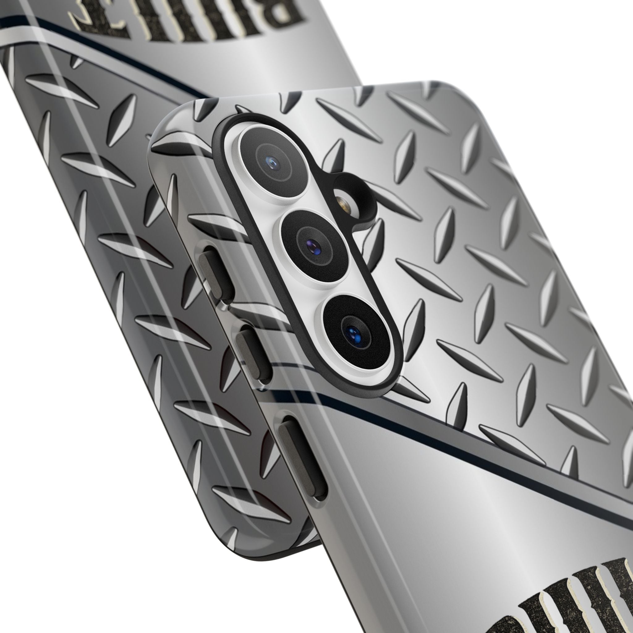 Built Not Bought Metal Diamond-Plate Phone Case — Rugged Tool Lover Gift - Creations by Chris and Carlos
