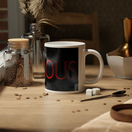 20oz Jumbo Mug — Red Gothic "Insidious" Horror Logo Coffee Cup - Creations by Chris and Carlos