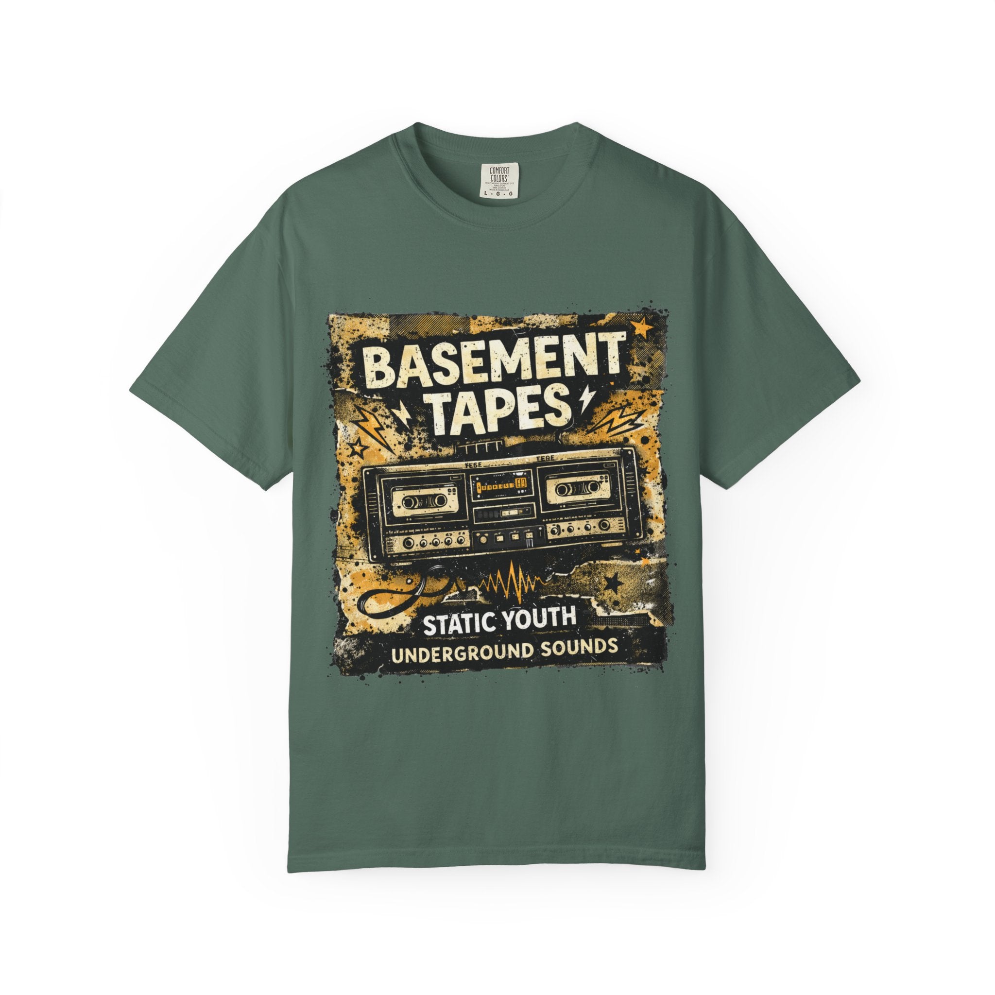 Basement Tapes Cassette Tee — Retro 'Static Youth' Underground Music T-Shirt - Creations by Chris and Carlos