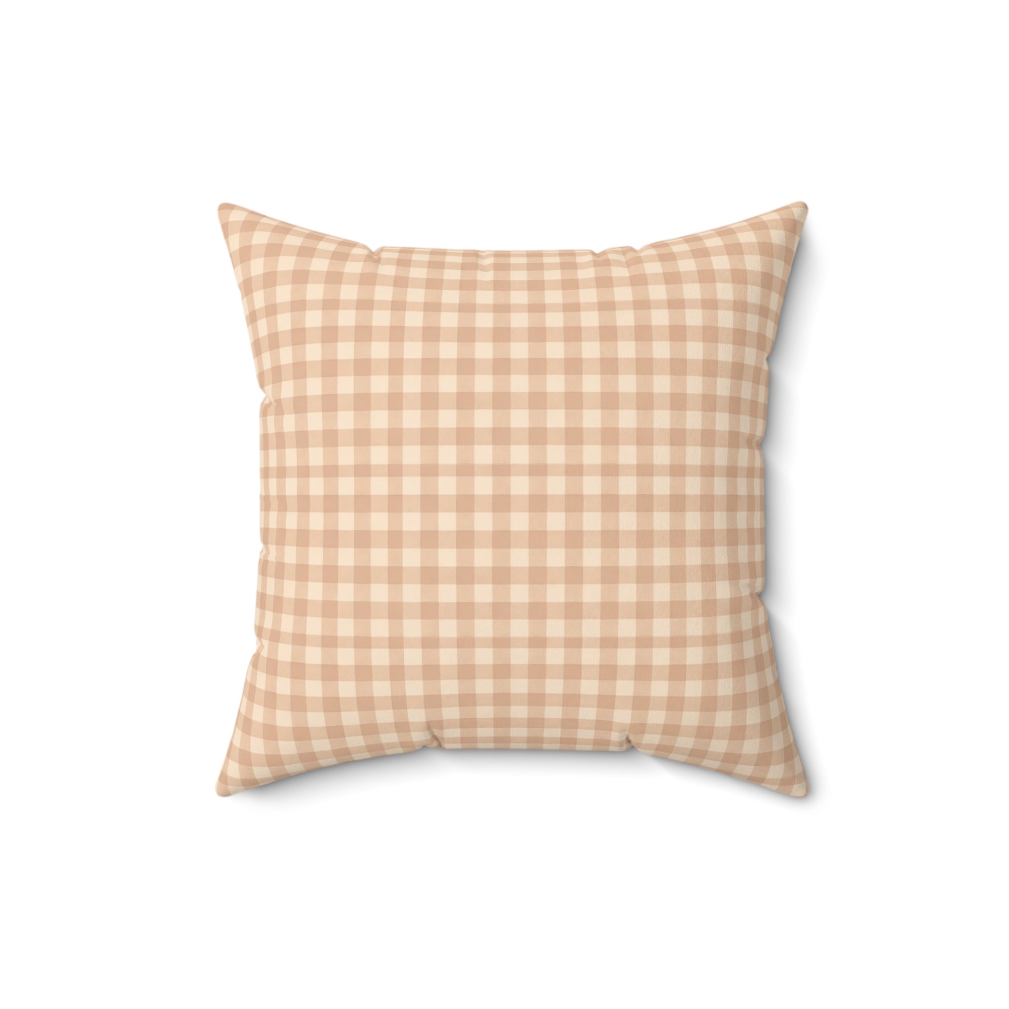 Gingham Faux Suede Square Pillow — Light Blush Check Decorative Throw Pillow - Creations by Chris and Carlos