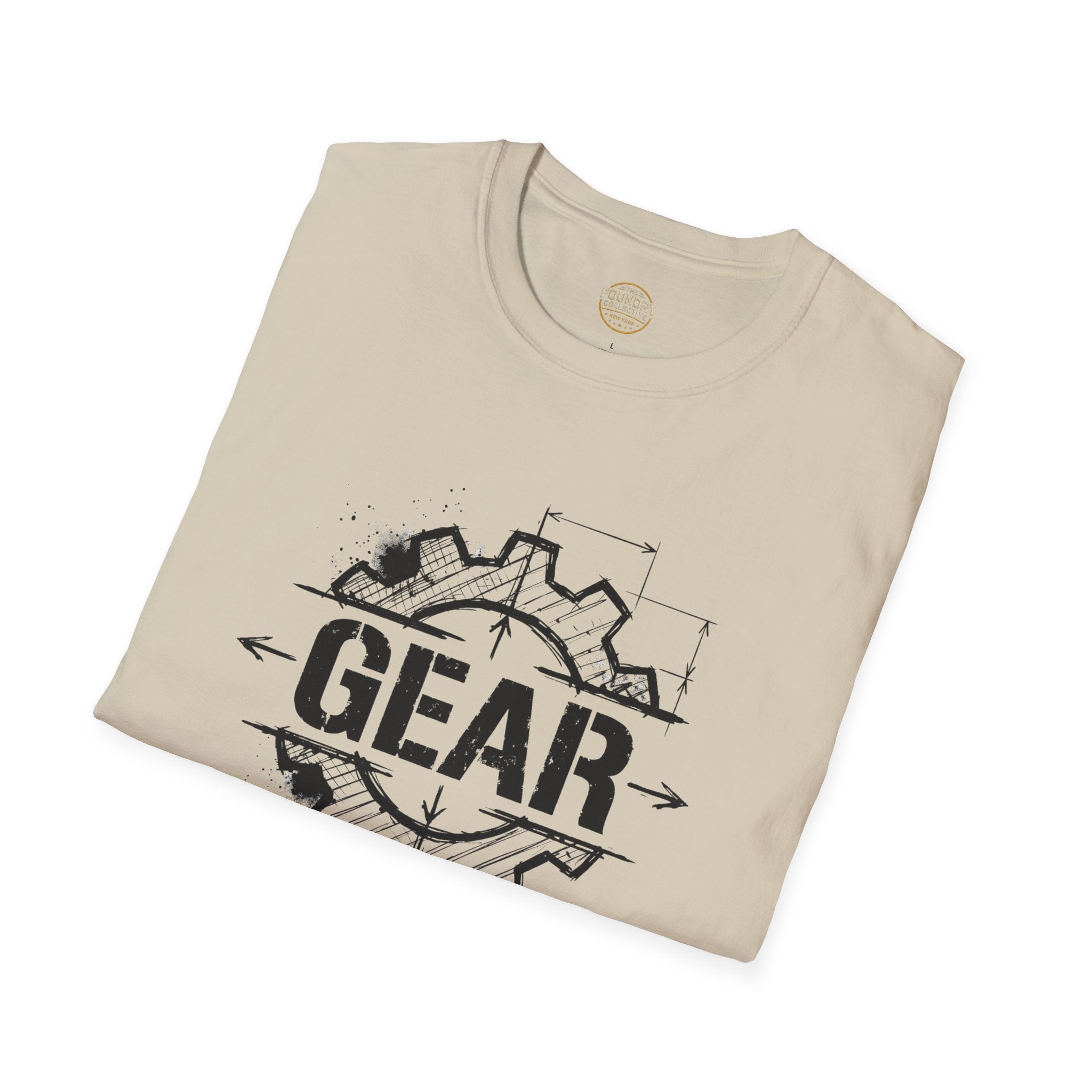 The Foundry Collective Gear Blueprint T-Shirt — Mechanical Engineering Sketch Tee - Creations by Chris and Carlos