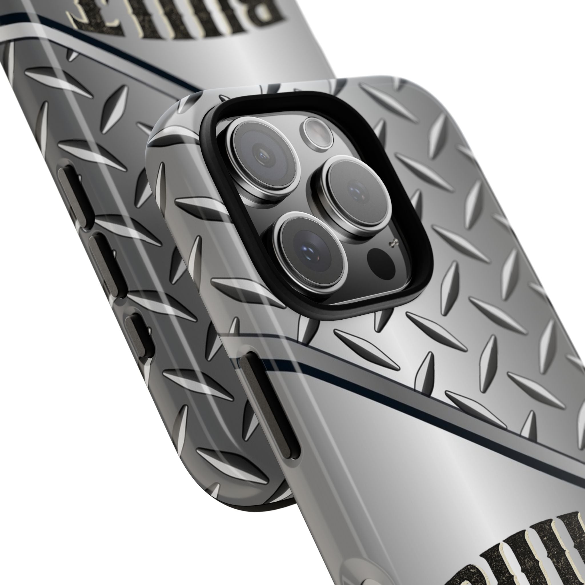 Built Not Bought Metal Diamond-Plate Phone Case — Rugged Tool Lover Gift - Creations by Chris and Carlos